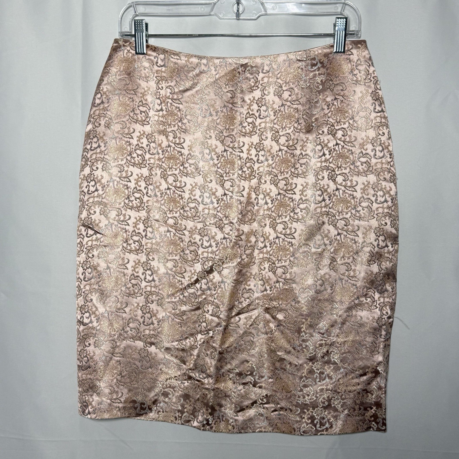 Vintage Scott McClintock Pink Satin Floral Rayon Brocade Spring Skirt Size 10