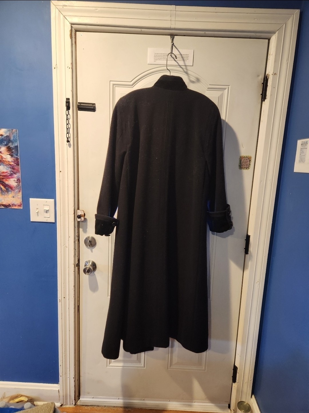 Vintage Donnybrook Flaring Wool Coat with Velvet High Collar and Large…