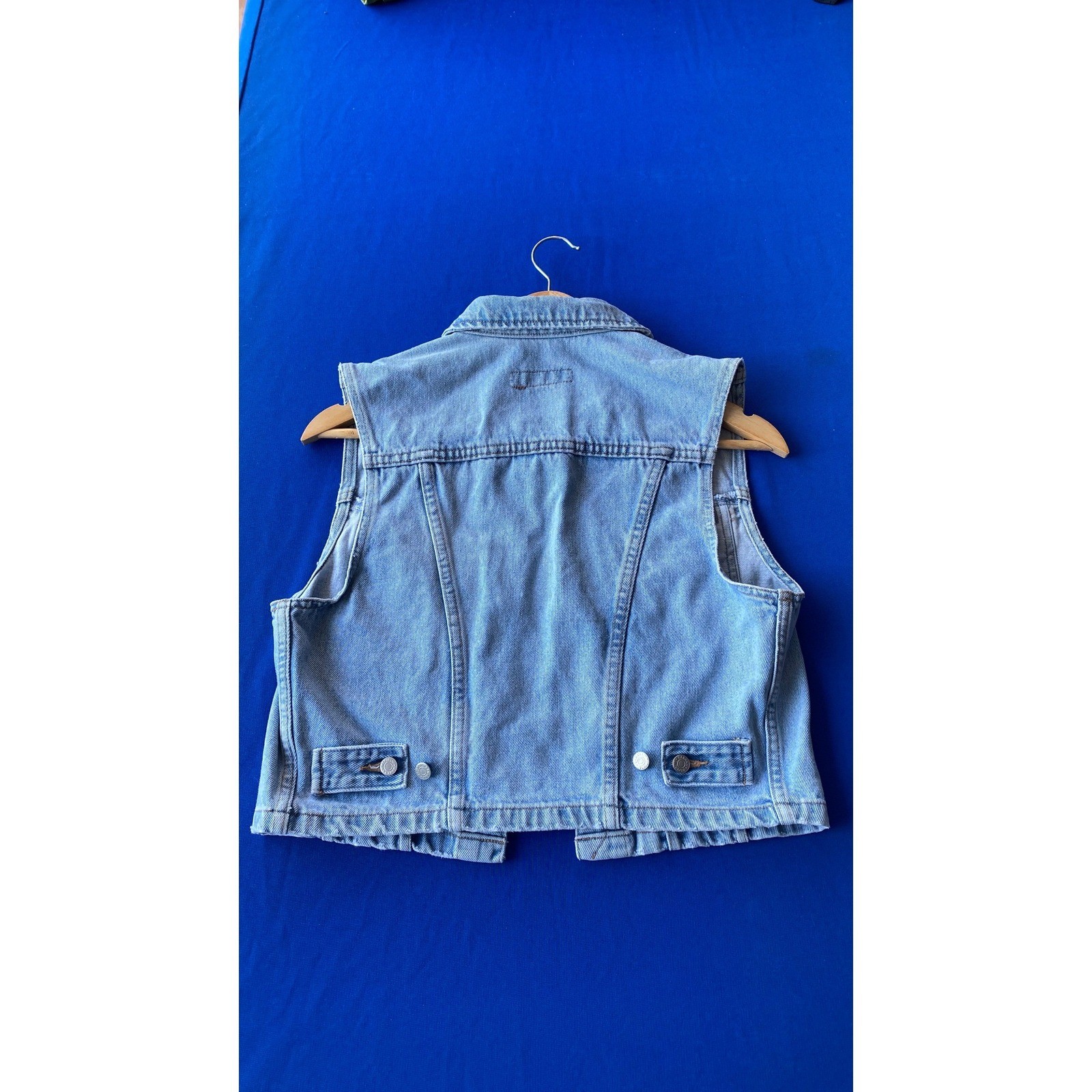 Banana Republic Vintage Denim Crop Vest Light Wash Blue Cotton Womens Small USA