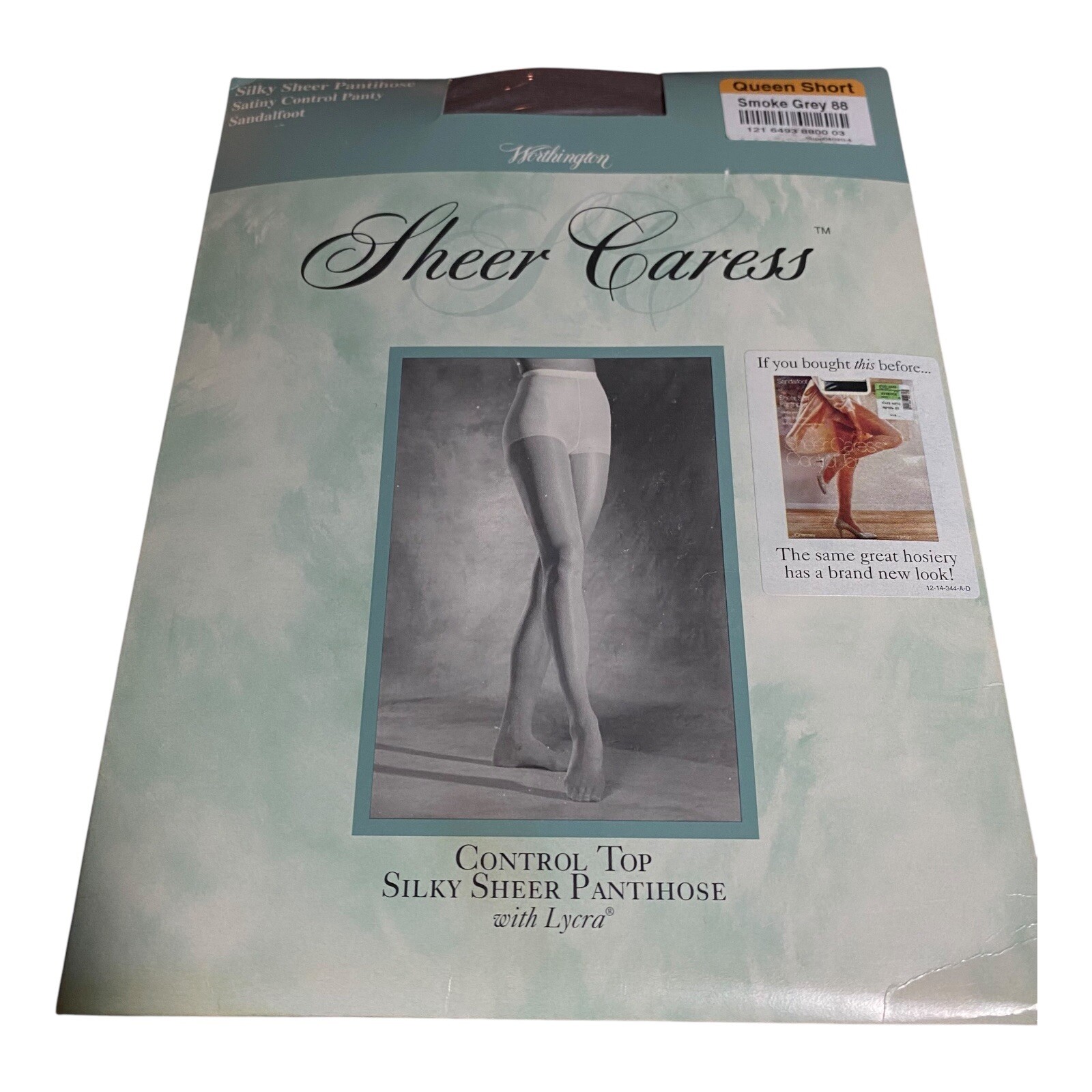 Wellington Sheer Caress Control Top Pantyhose Queen Short Smoke Grey 88 NOS
