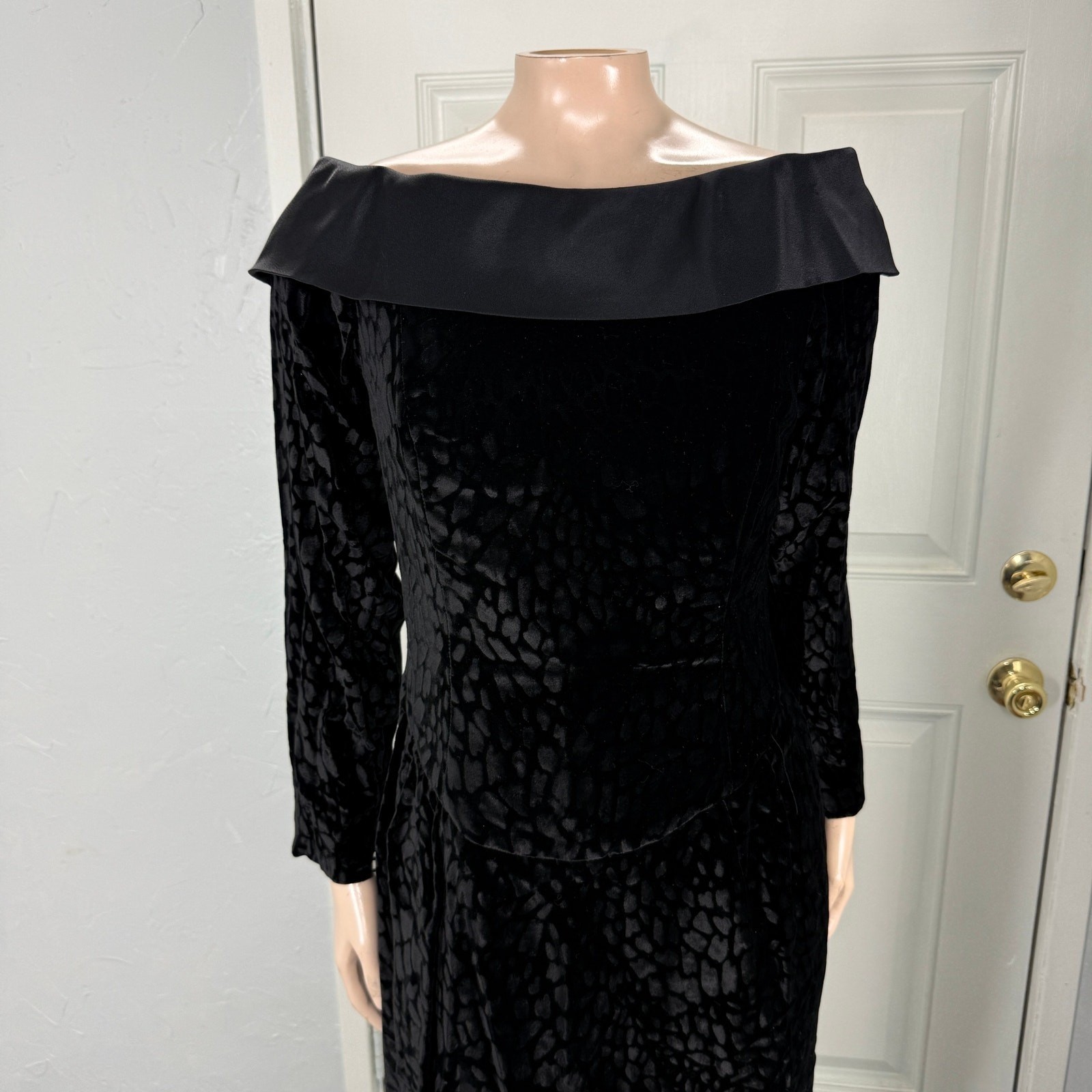 Vintage 90s 80s Tom D’Auria Dress Bow Party Formal Velvet Evening Designer Z12
