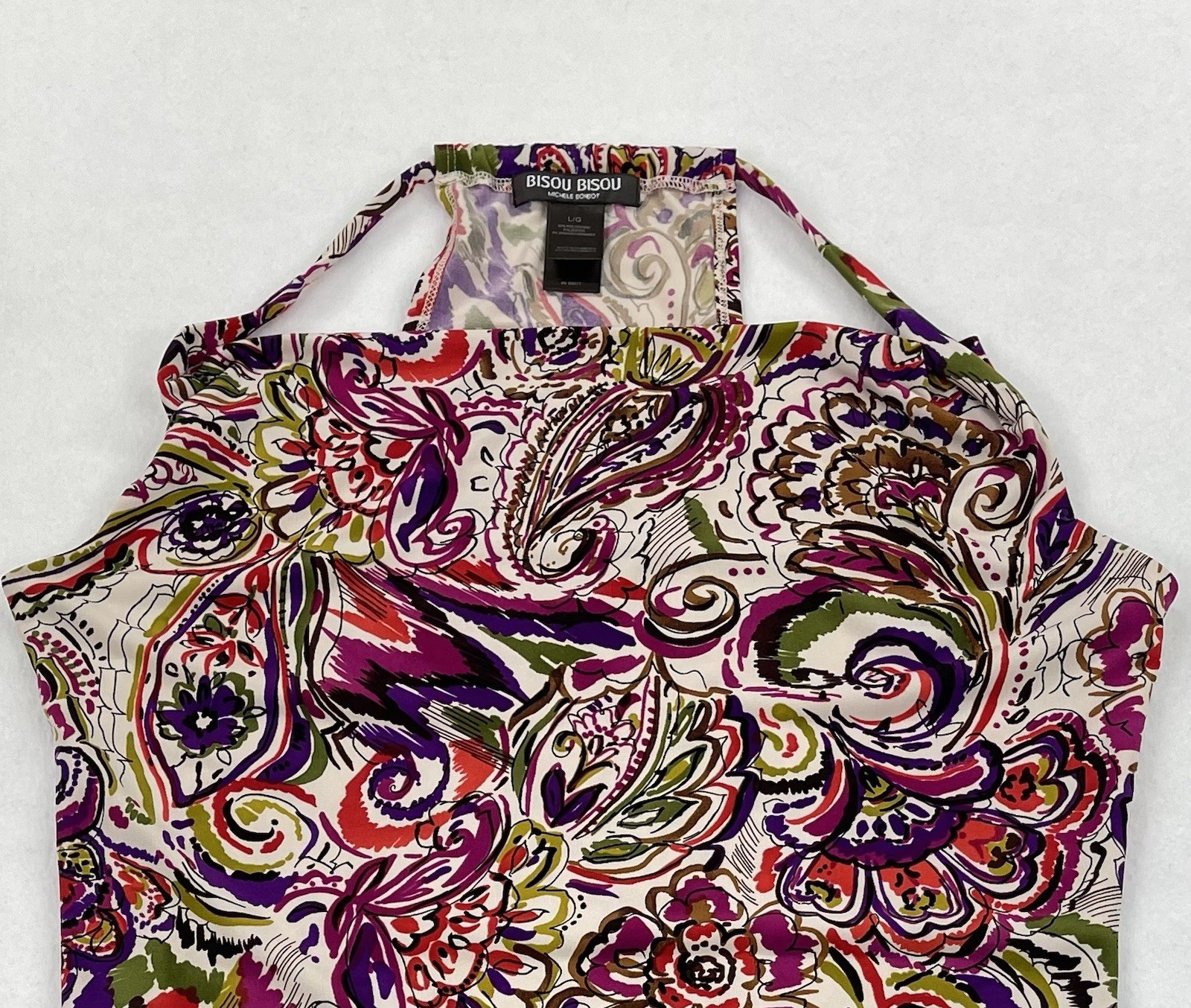 Bisou Bisou Women’s Large Paisley Mini Halter Dress Clubbing Y2K Vintage