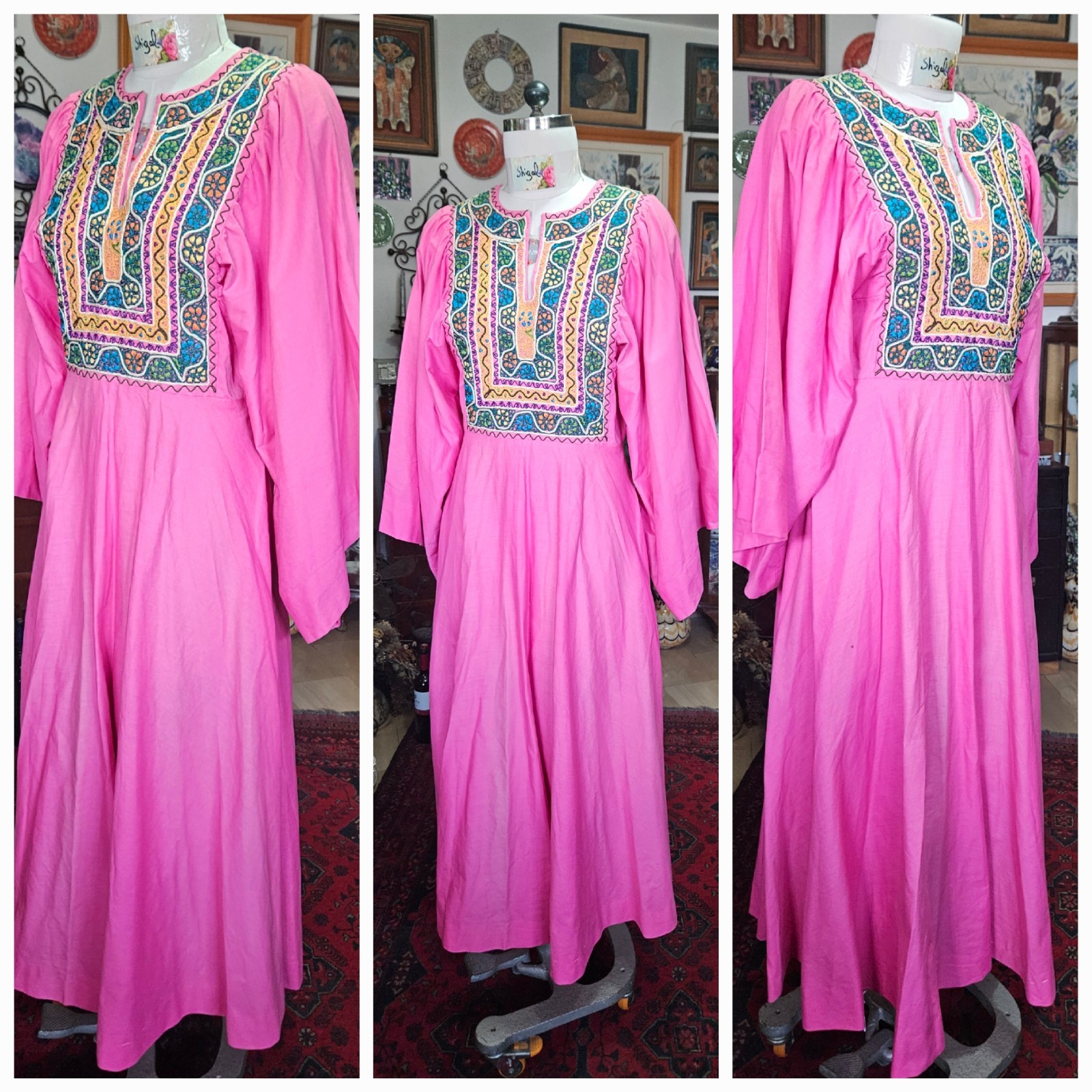 Vintage Great MASKIT Dress ~ Israeli Vintage Hand Embroidered 1960’s