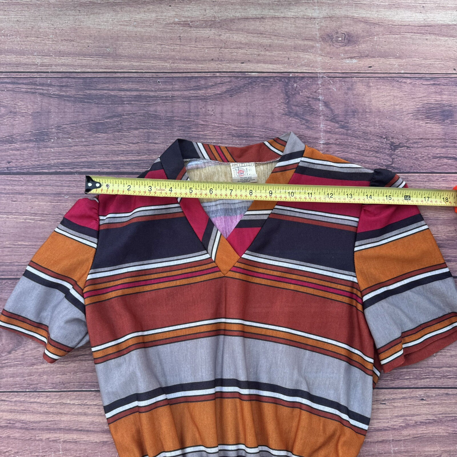 Vintage 70s Union Made Ilgwu USA Ladies Garments Poly Skirt Dress Striped Long