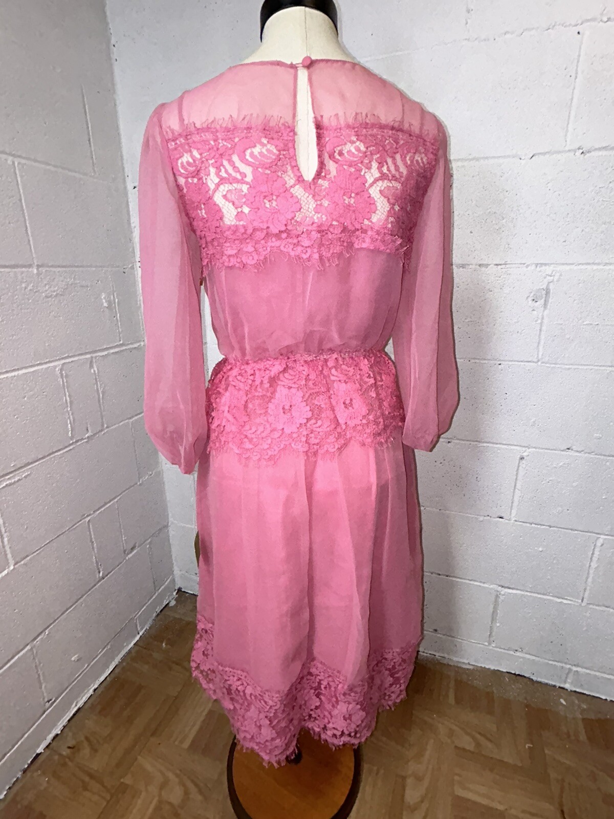 VTG Jc Penney Penny Pink 2 Piece Formal Raw Lace Dress Barbie NWT 80s 9/10 C1