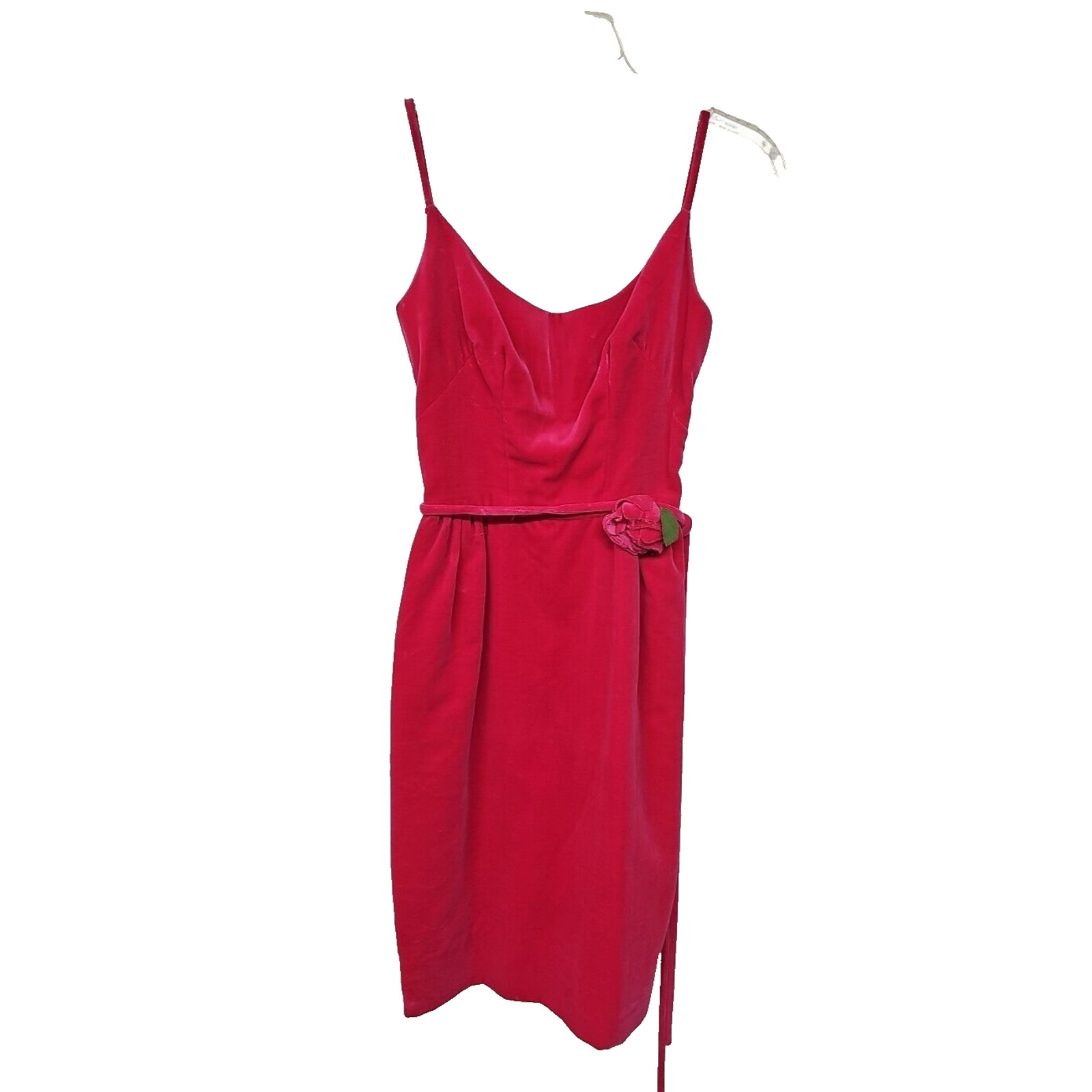 Vtg 50s Hot Pink Dress Mam’selle Betty Carol Small Velvet Lined Belted Rose