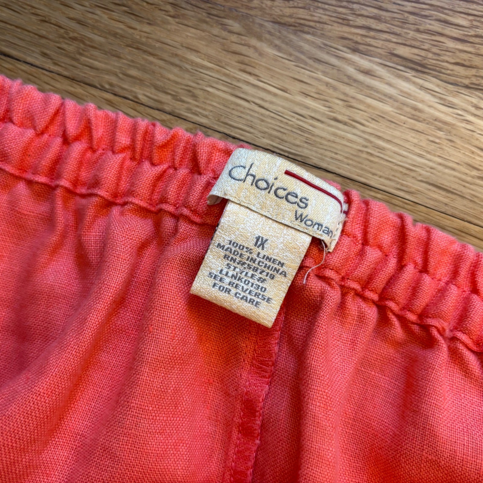 VTG 100% Linen A-Line Maxi Skirt 1x Coral Drawstring Pin Tuck Choices Women 90s