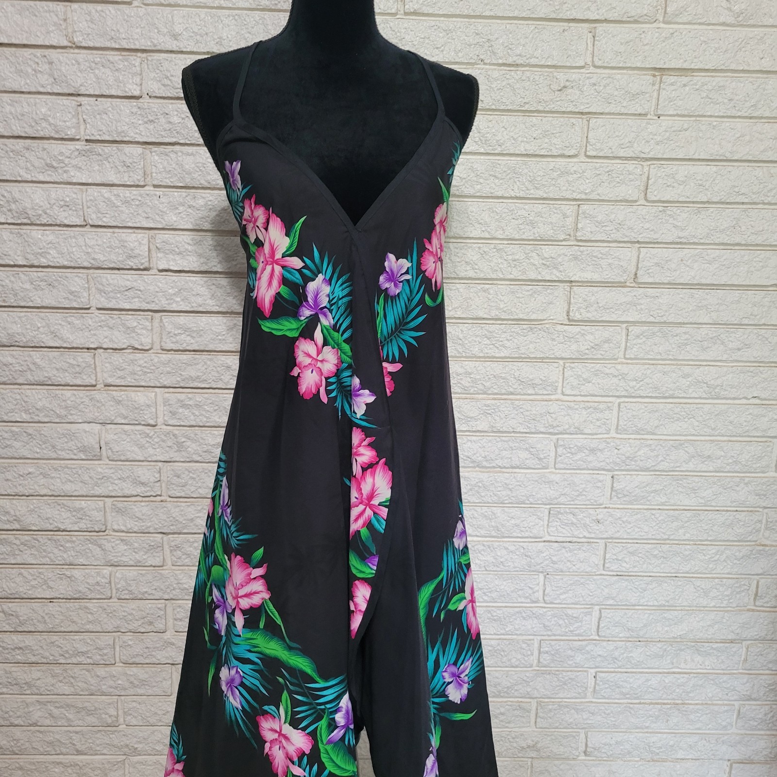 Vintage Helena’s Hawaiian Halter Beach Dress Double Tie Back Tropical One Size