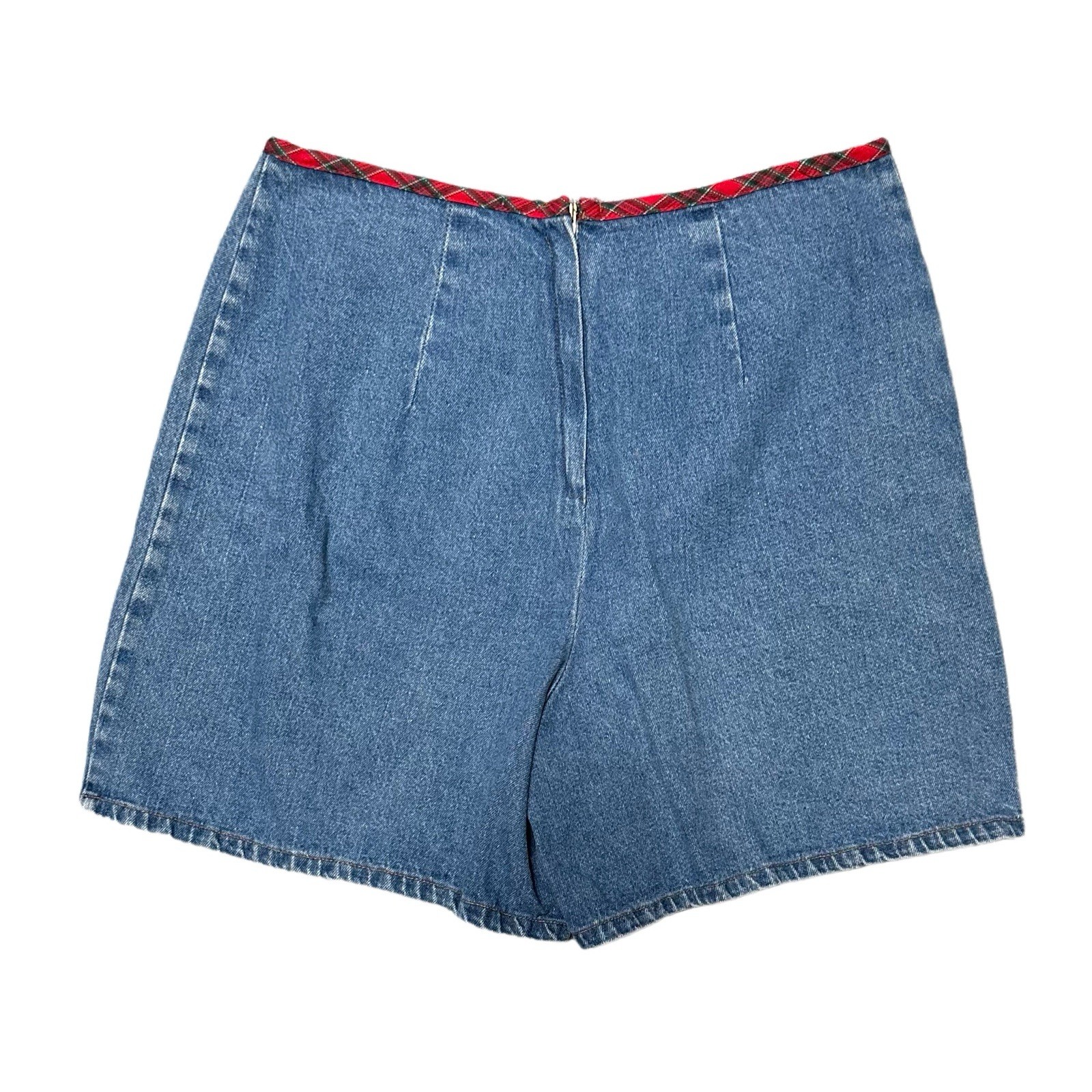 90s Vintage My Michelle Blue Jean Denim Skort Tartan Trim 13 Grunge Punk Preppy