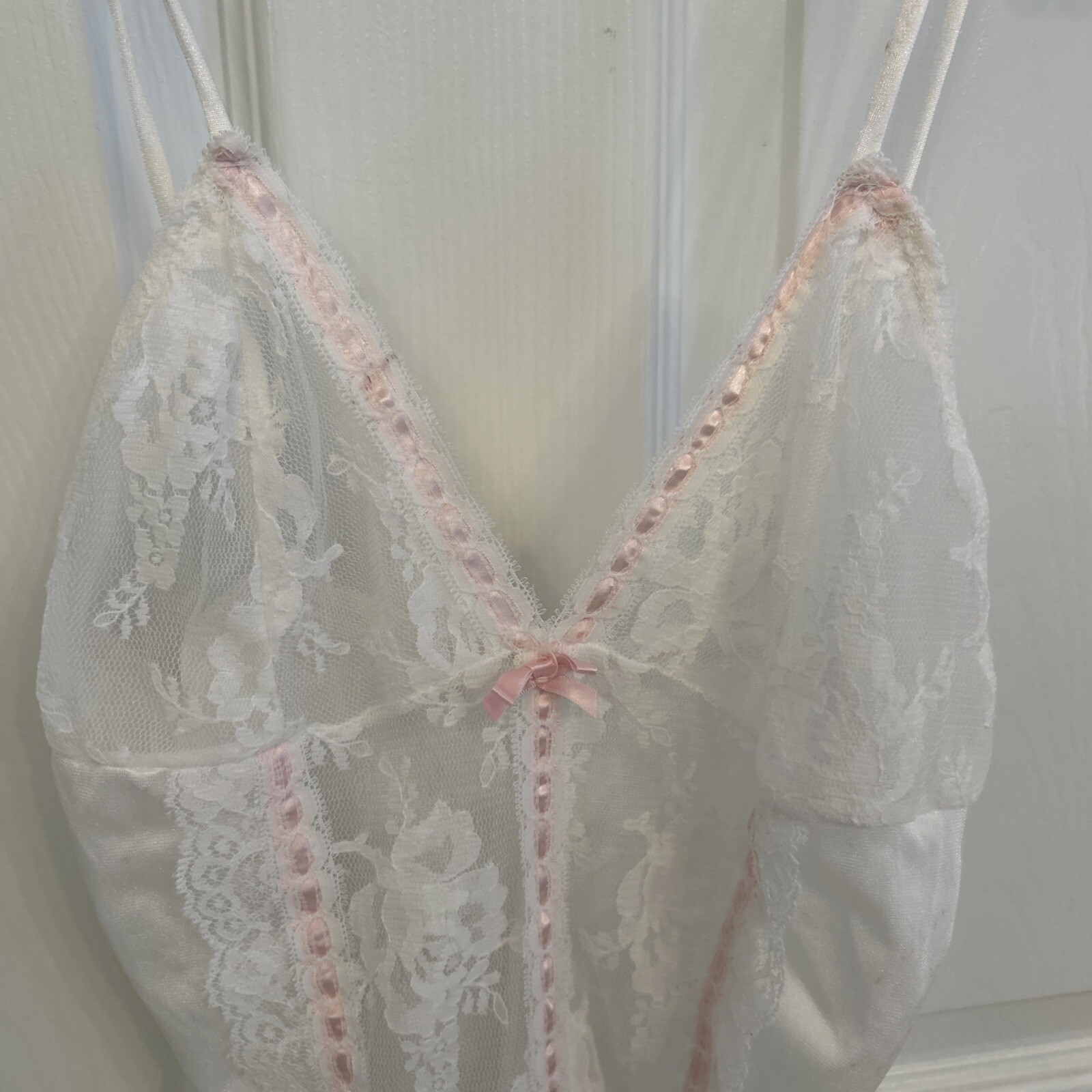 VTG Avon Fashions Women’s White Lacy Negligee Lingerie Teddy Medium USA