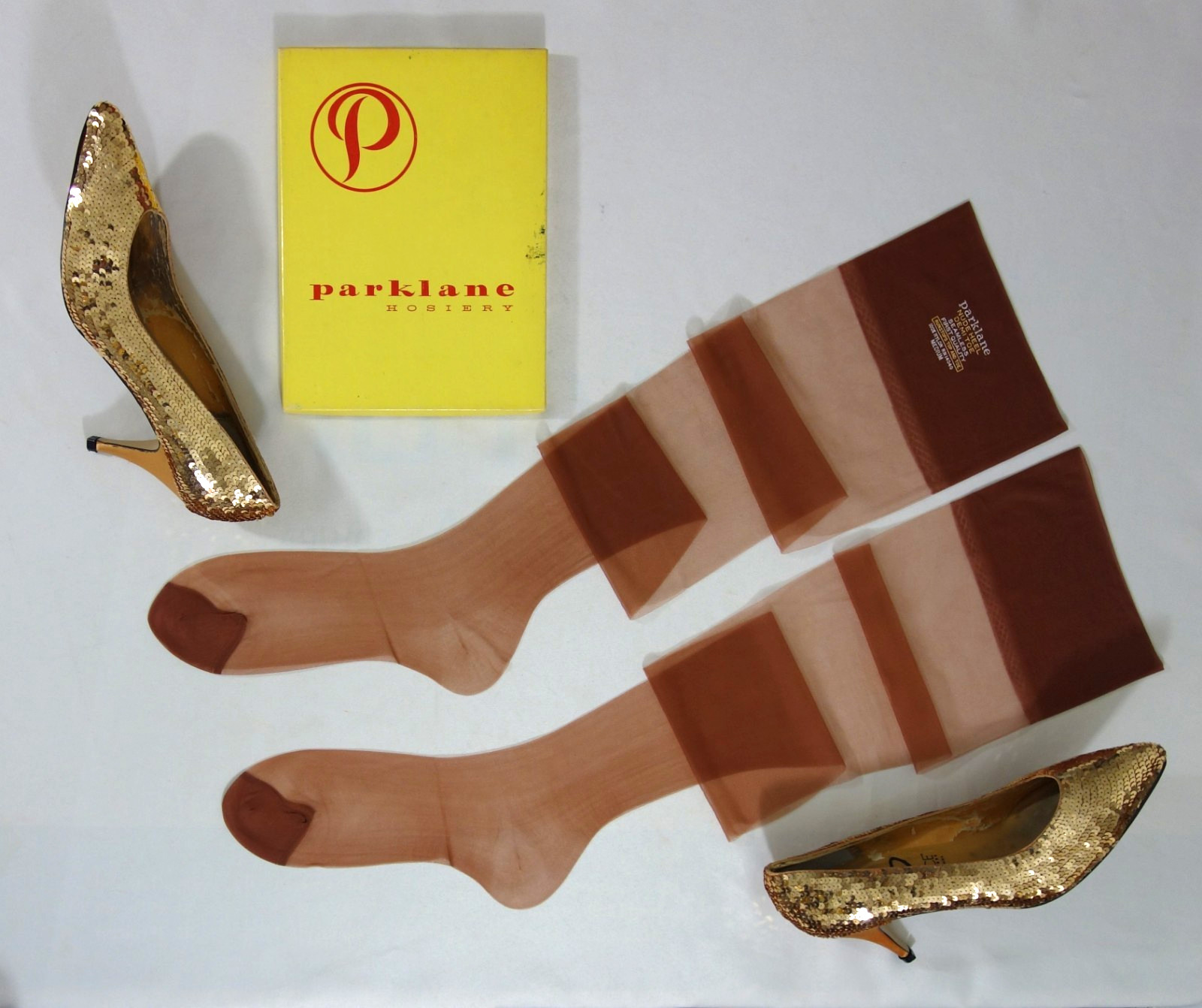 5 PR BOXED VINTAGE~PARK LANE~10.5 RT 15 DENIER SHEER NYLON STOCKINGS BROWN TOAST