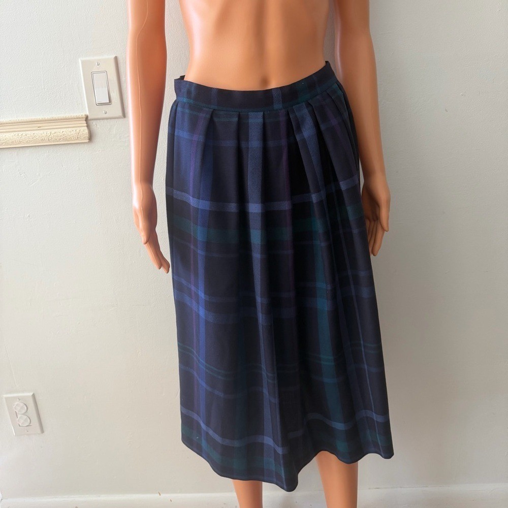 Vintage Lombardi of Hartford Plaid Pencil Skirt Pockets Wiggle Blue Academia L