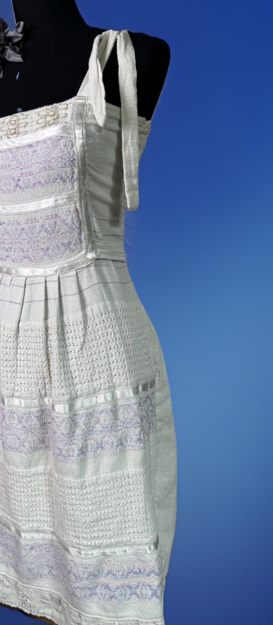 Vintage Folk Art Dress Handmade Woven Cotton Whimsigoth Cottagecore Romance