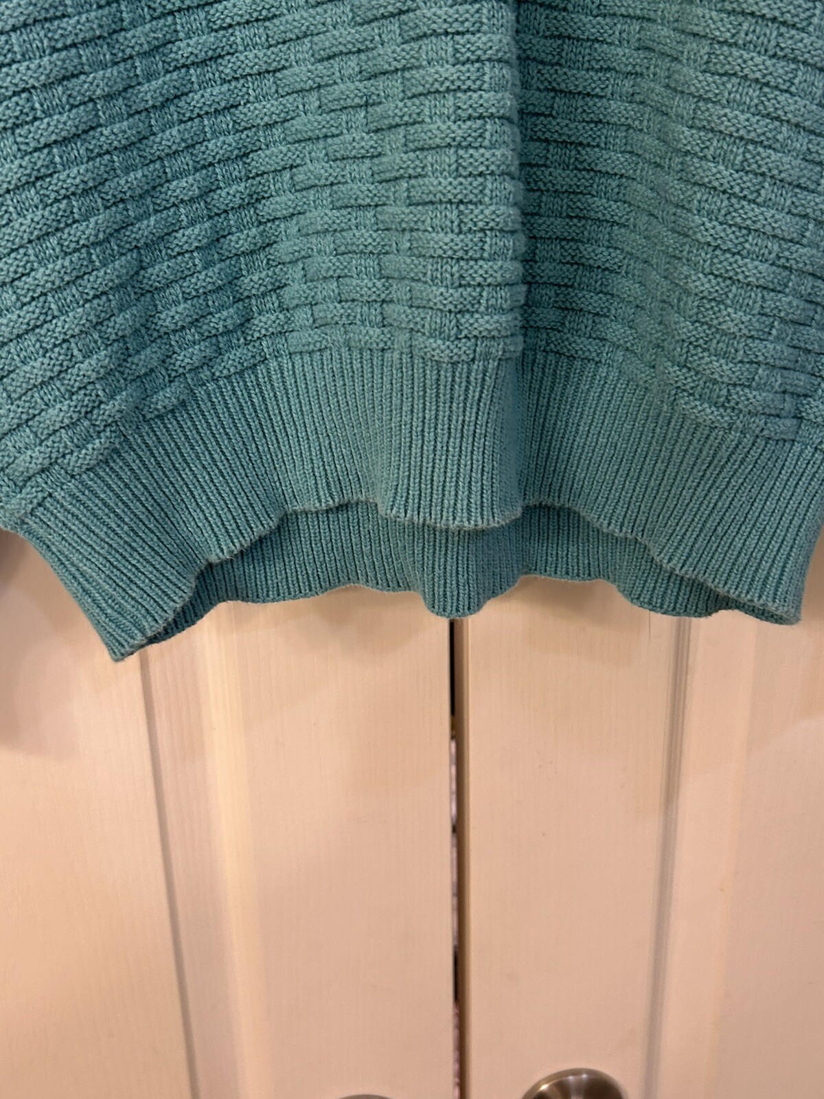 VTG 80’s Made In USA Woolrich Women’s Cotton Knit Sweater Basket Weave Crew neck