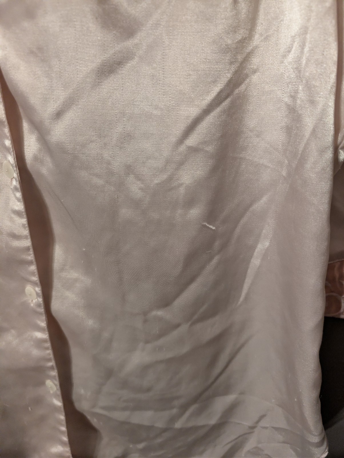 Vintage 80s Go Softly Satin Nightshirt S Pink Embroidered Lingerie Sleepwear