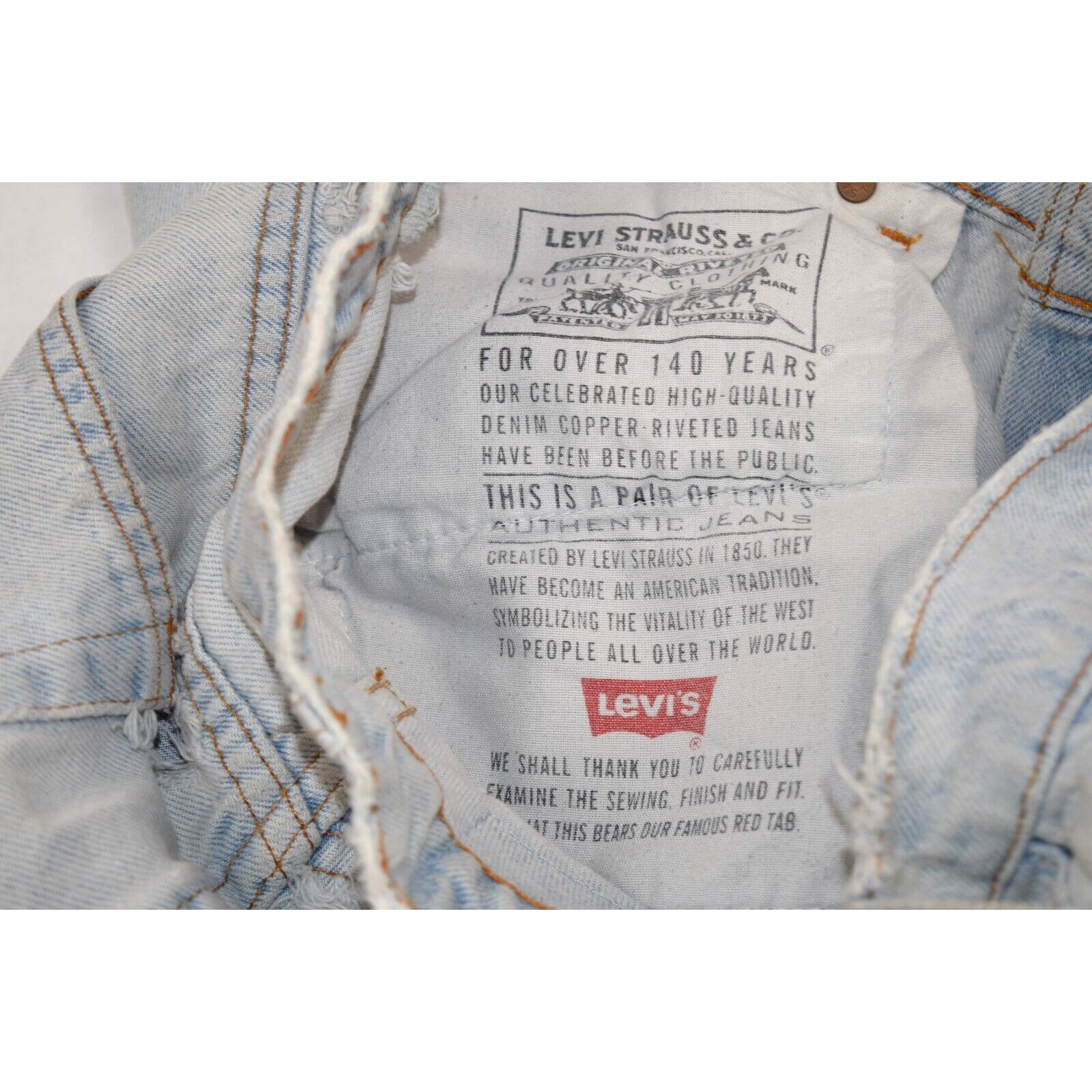 Vintage Levi’s 550 Jeans 26 x 30 Pale Blue Relaxed Fit Tapered Leg c.2013