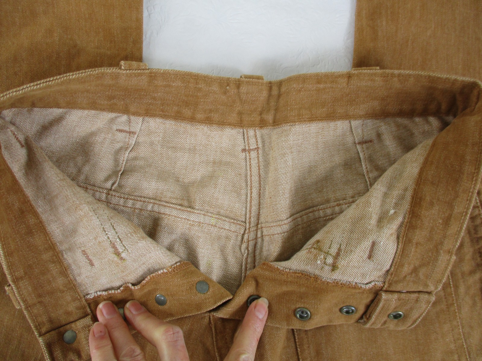 VTG 70’s Plush Bottoms Bell Bottom Snap Fly Jeans Boho Hippy 27 X 29 Brown Twill
