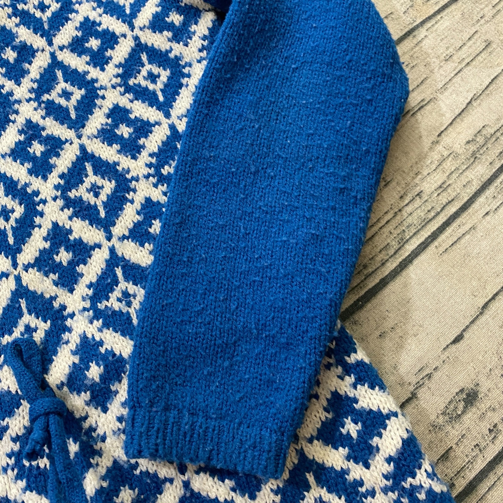 Bobbie Brooks (Fits S/M) Argyle Sayelle Knit Sweater Tie Accent Boho Vtg 60s