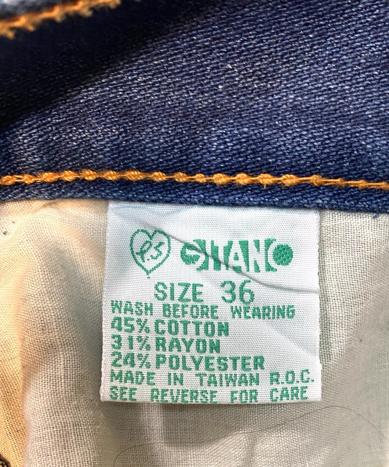 Vintage PS Gitano Jeans Curvy Short Waist 38 Blue Denim Orange Stitching