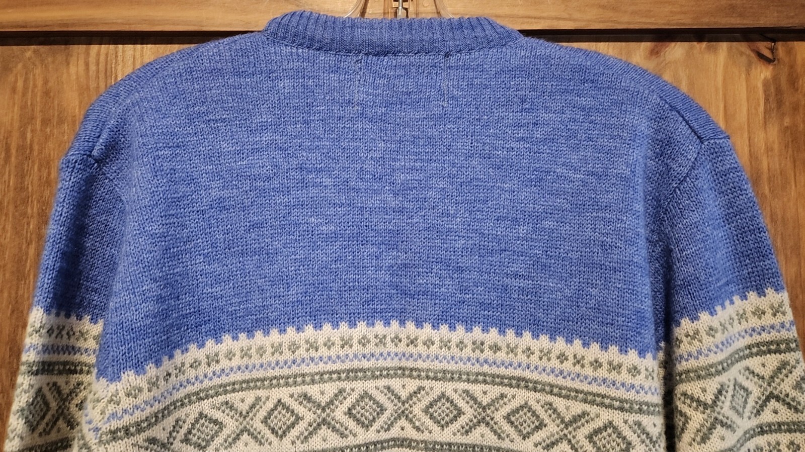 Vintage Jersild 60s Nordic Blue Fair Isle Sweater Womens XL Wool Blend Knit Ski