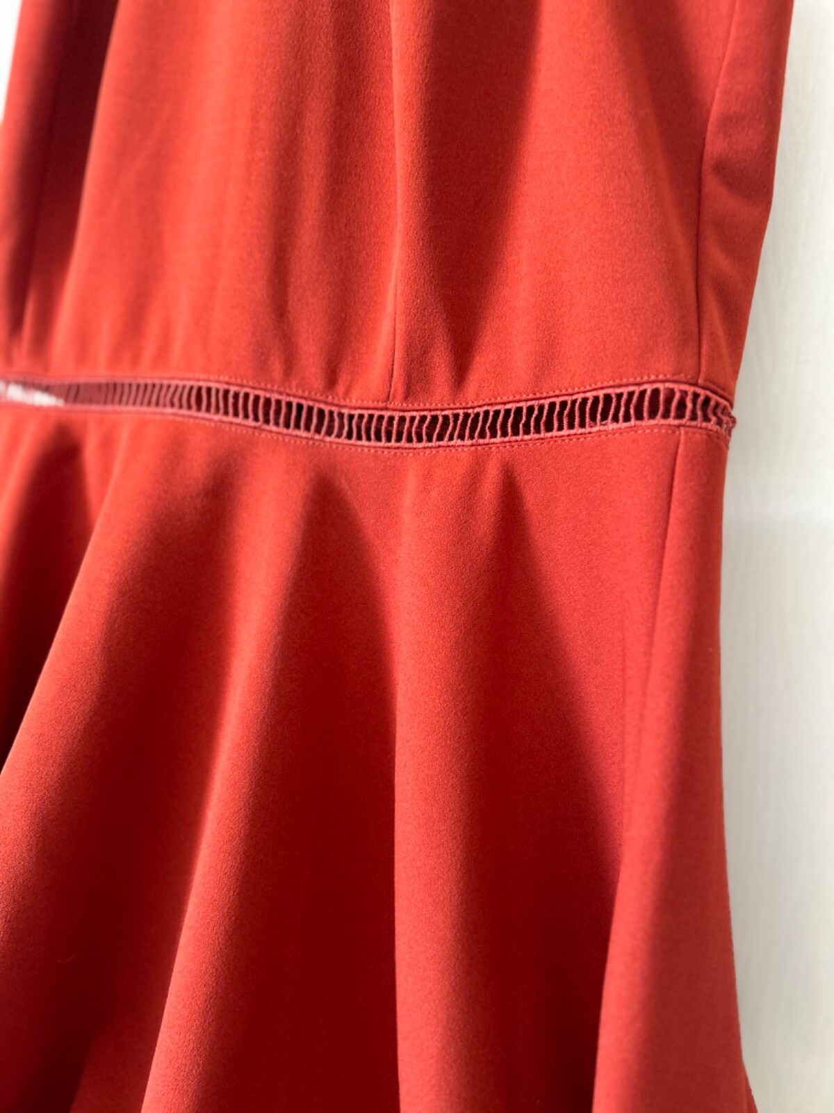 Vintage Francesca’s Dress Sz L copper Rust with lace & crocheted Y2K 90’s Flare