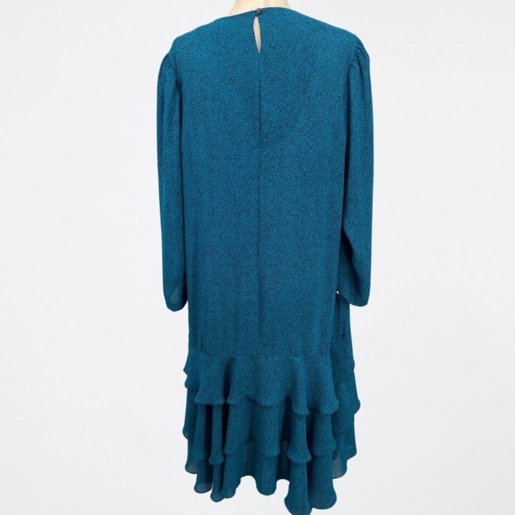 Lorac Original Vintage Teal Blue Ruffle Tiered Midi Dress Plus Size 22