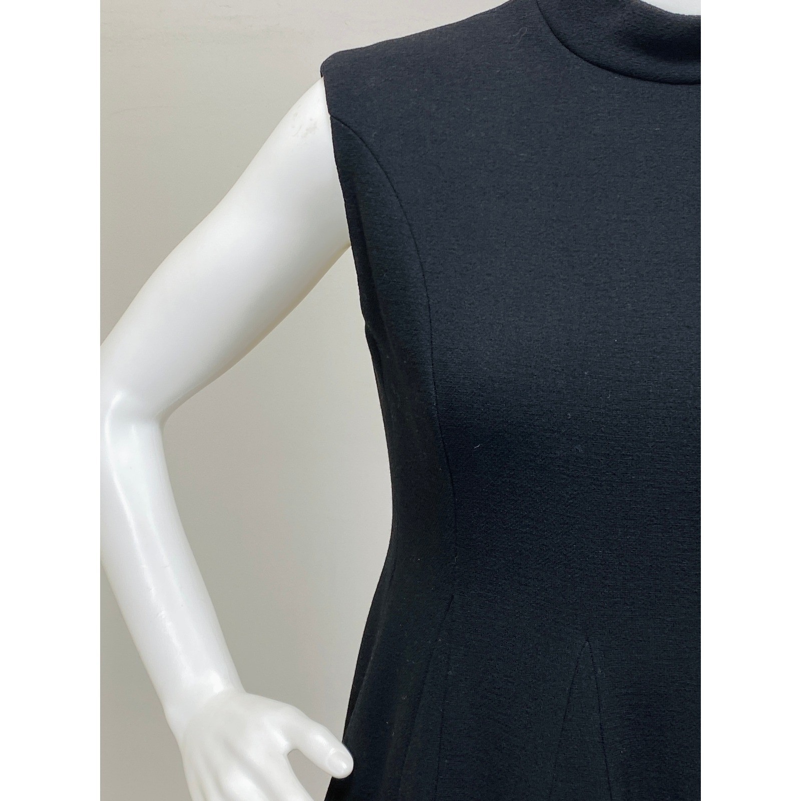 Vintage 1960s Norman Norell Dress Black A-Line Princess Seams Short Sleeve