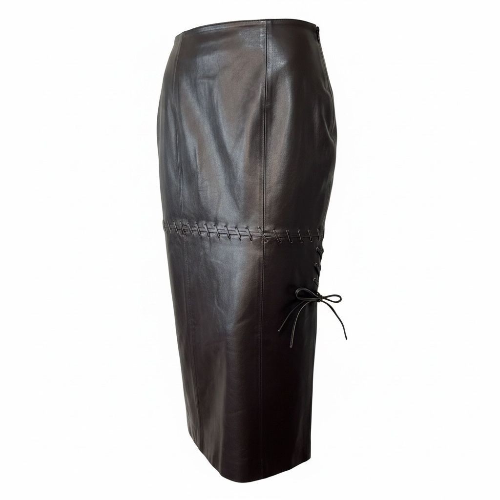 TOGETHER VINTAGE LACE UP LEATHER Maxi Skirt Corset Steampunk 4 EXPRESSO BROWN