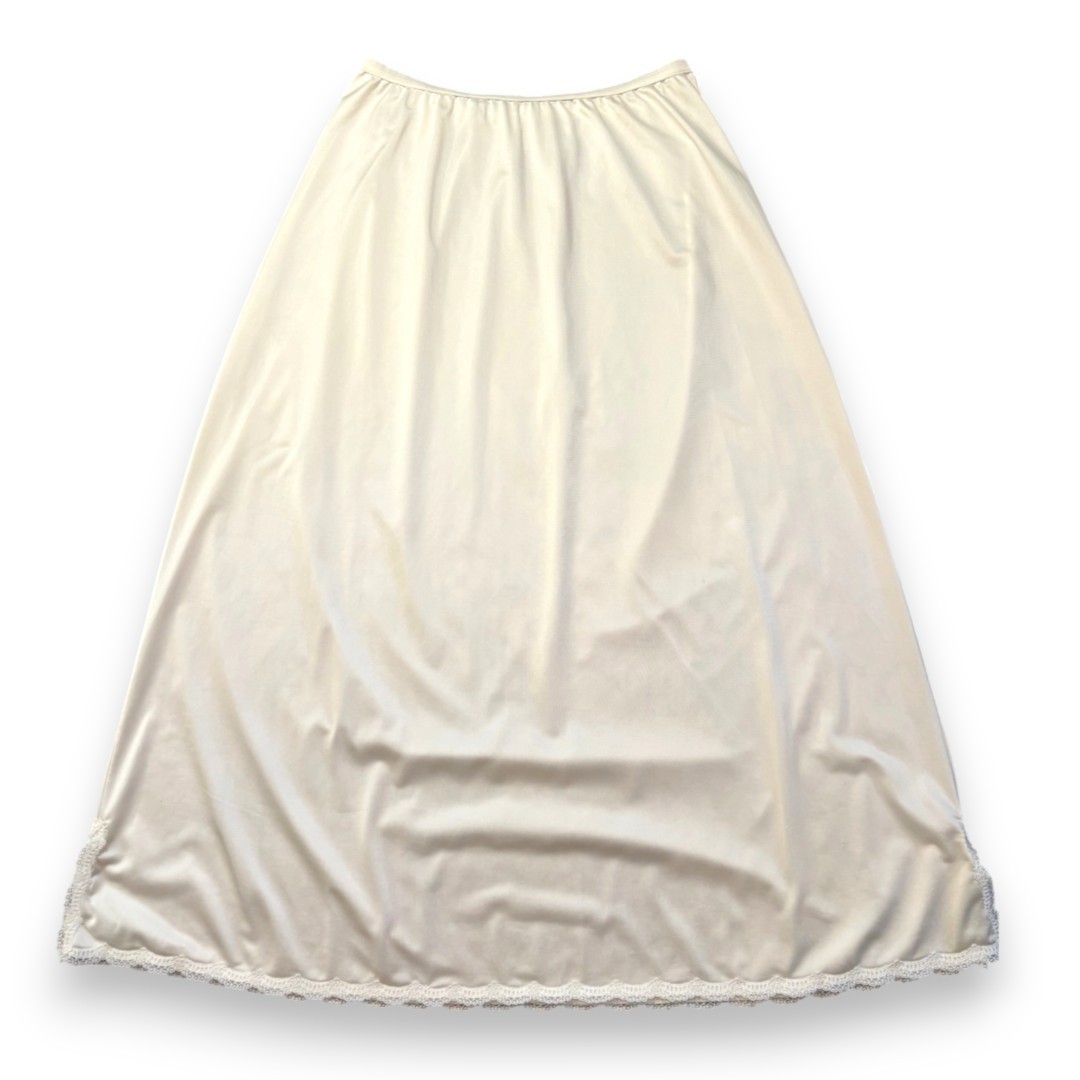 Vintage Shadowline Nylon Half Slip Skirt Lace Trim Medium 70s 80s Made in USA