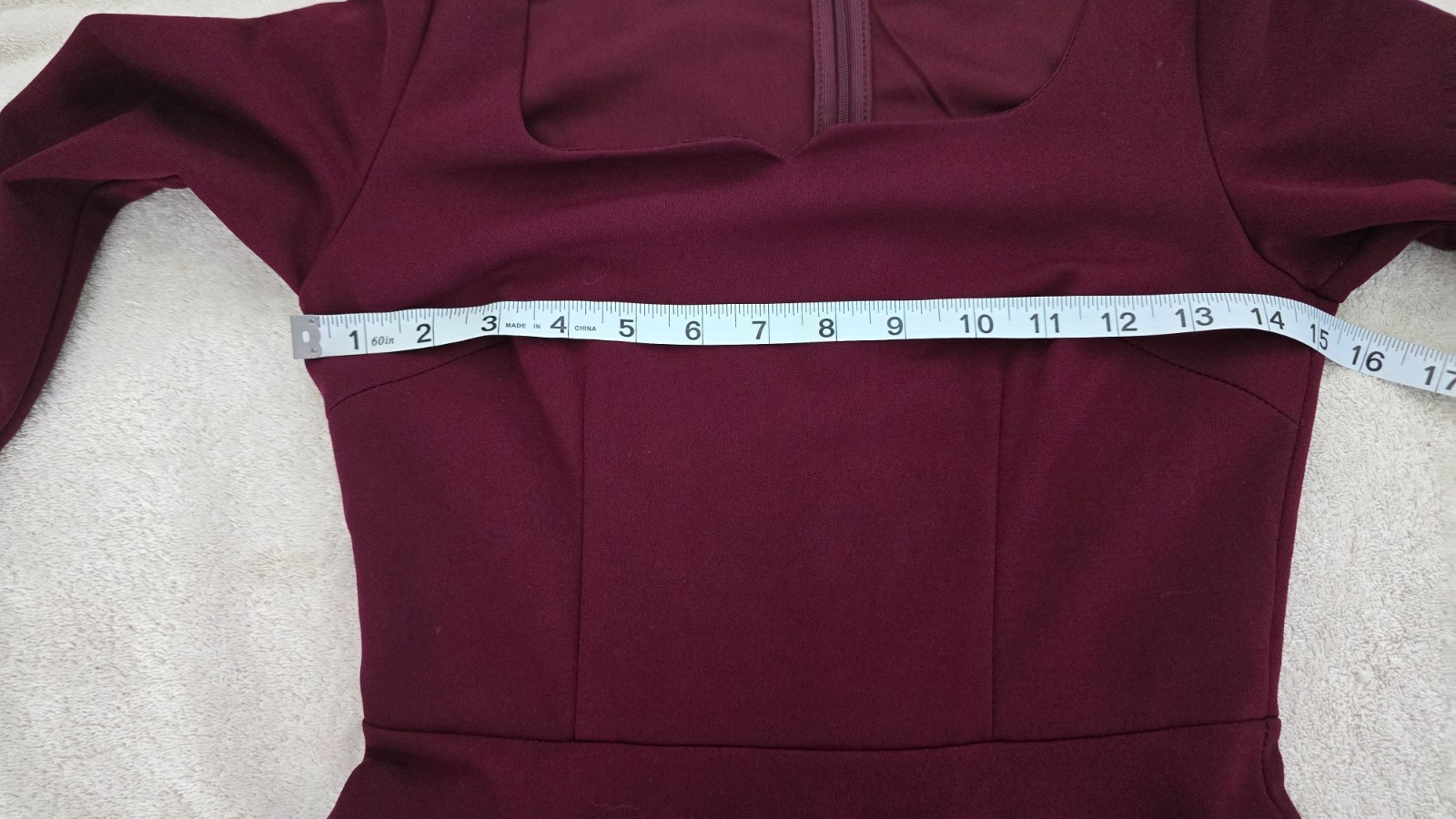 Vintage inspired dress, S/XS Dressy Star, below knee, vine red, 3/4 sleeve