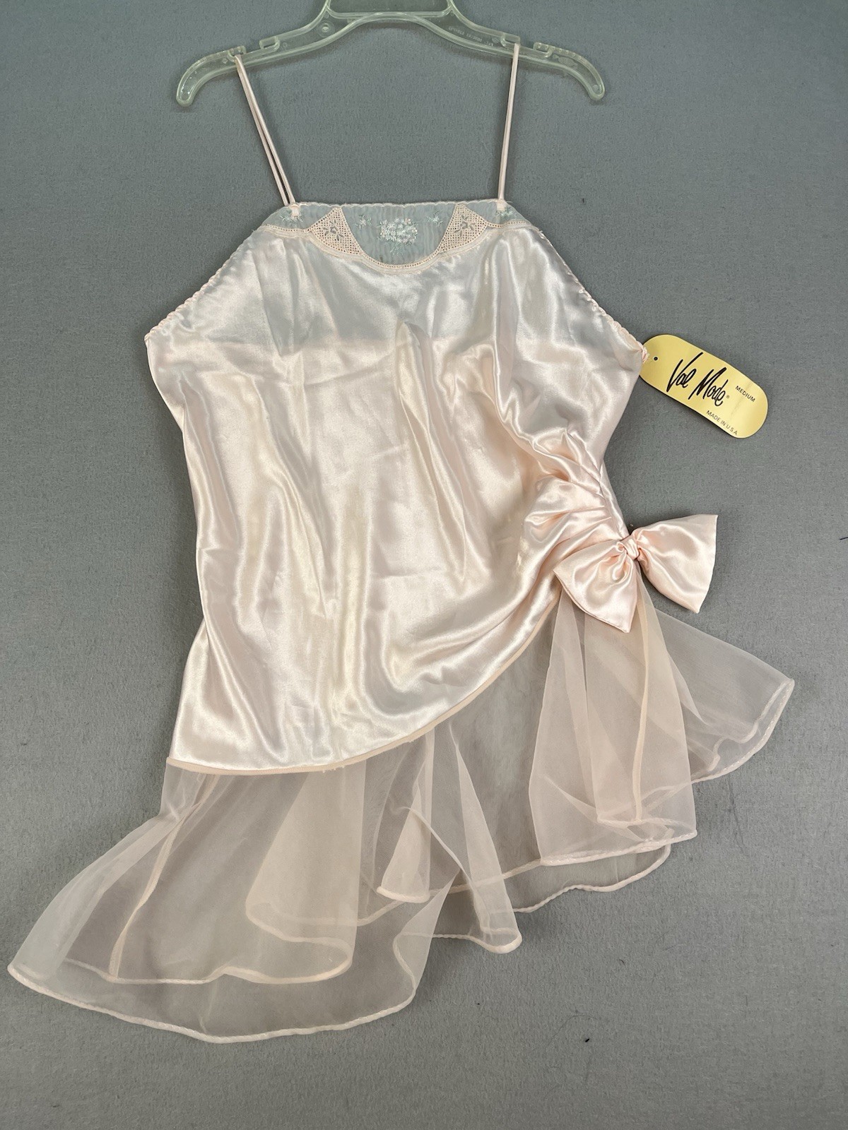 Rare 1970s Val Mode Lingerie Pink High Cut Teddy Cami Sheer Mesh Lace Med Nylon