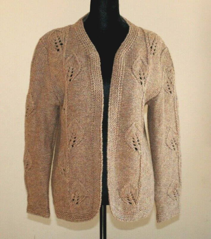 Vintage Cardigan Sweater Shetland Wool Womens Size Medium 8 10 Knit Open