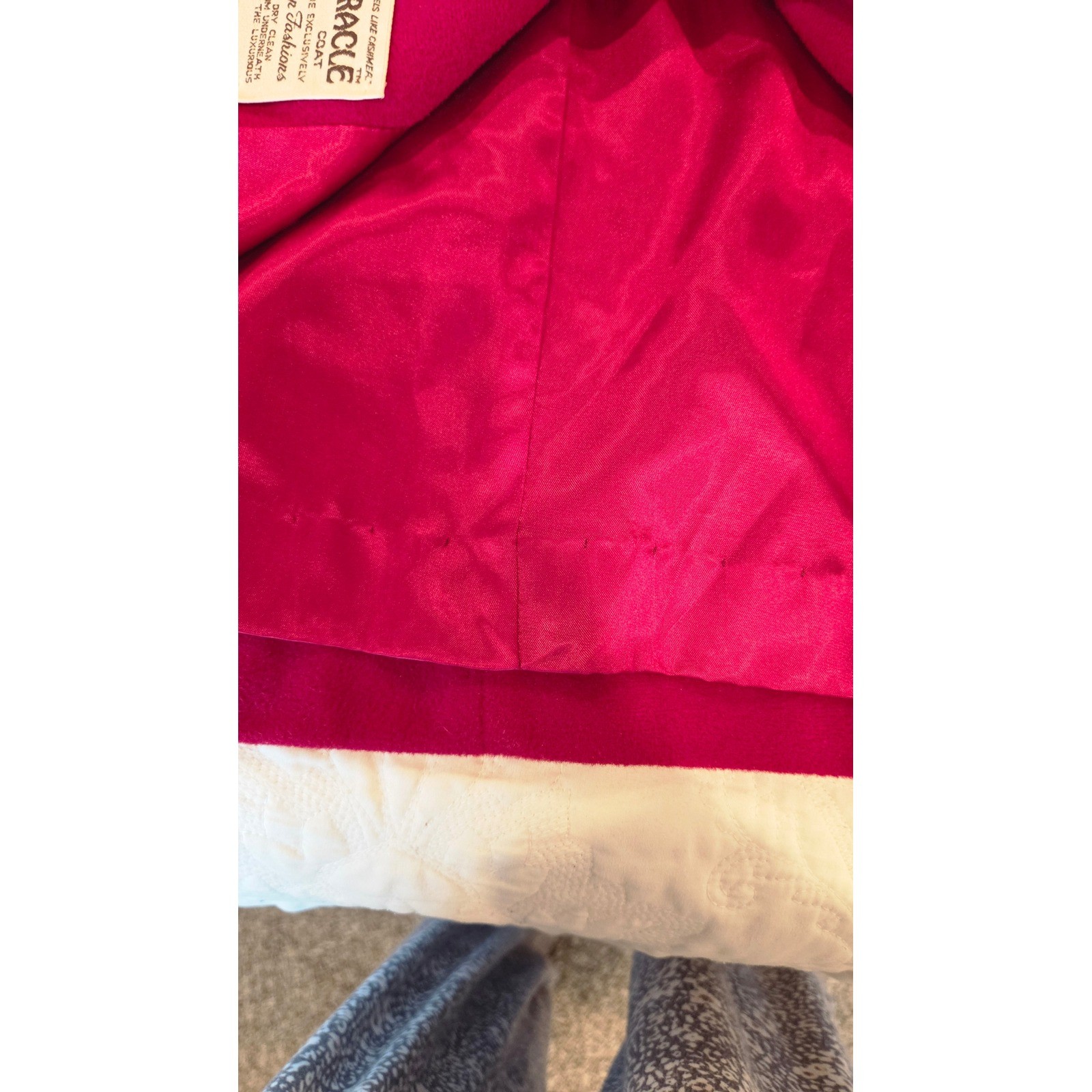Vintage 1960s Wellington Fashions Kashmiracle Pink Red Button Front Coat ILGWU