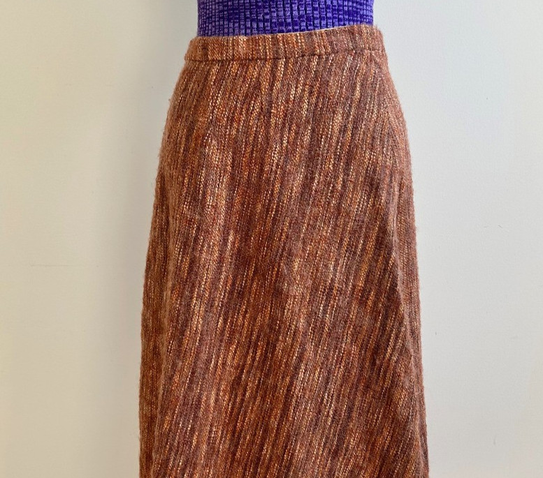 Vintage Wool Autumnal Tweed Skirt Aunt Abigail’s Attic Bias Cut A-Line 30″ W