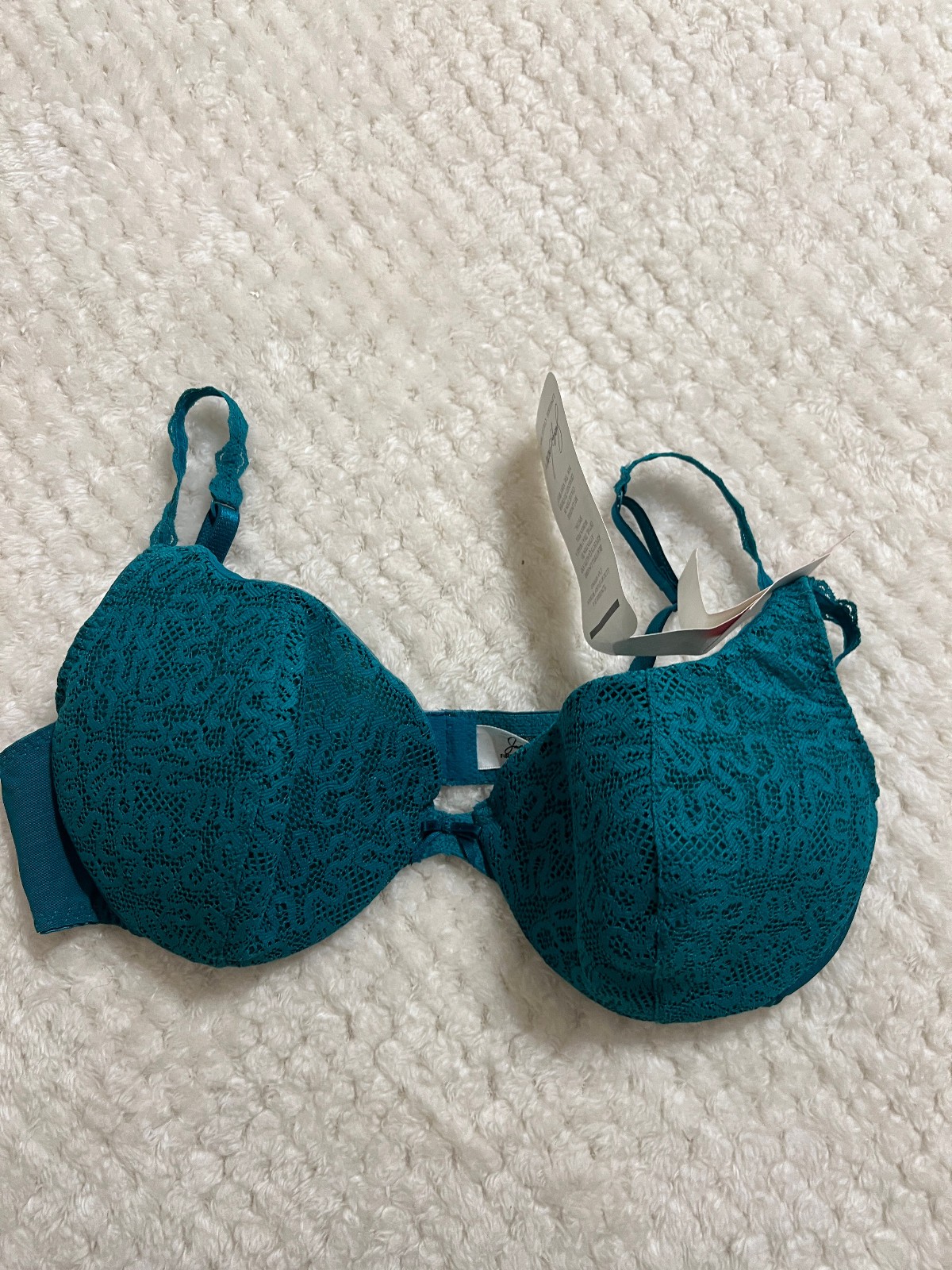 NEW with Tags Vintage Jaclyn Smith Nylon Lace gree Silky Bra Size 34C Style 6414