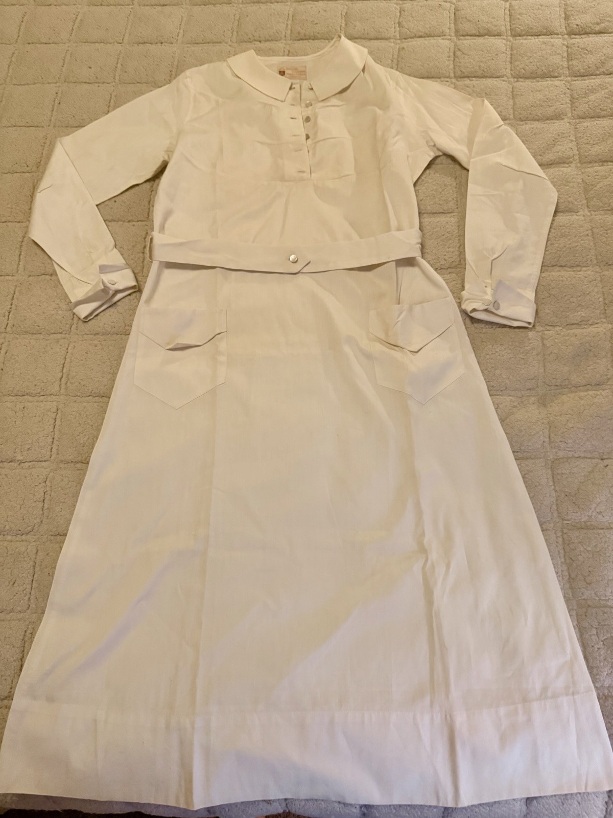 Vintage 1920s Braemer Mandel Bros Nurse Uniform Dress Bachelor Buttons Unworn