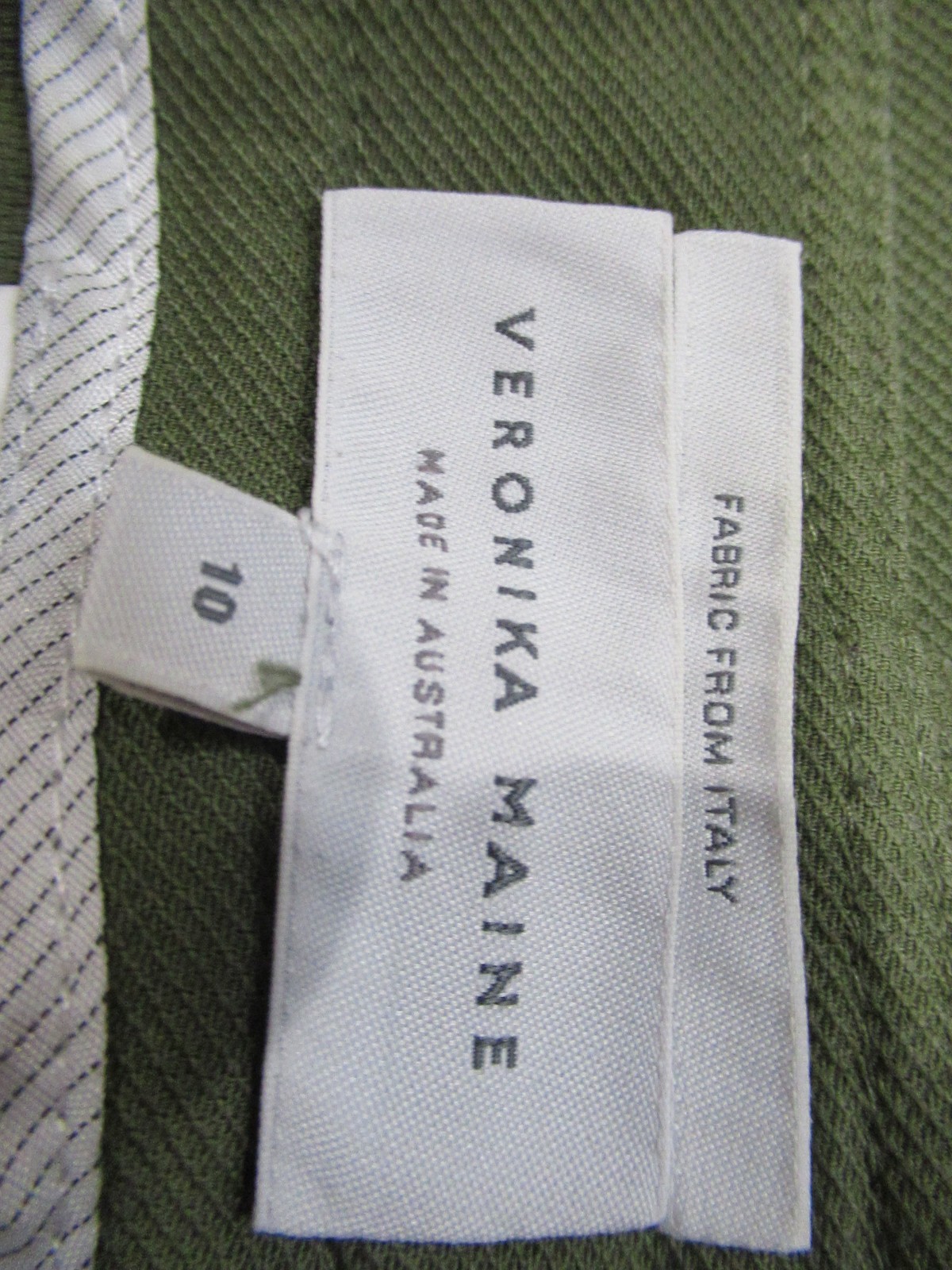 Veronika Maine Skirt Khaki Green Size 10 Australia Cotton A-Line VG 2010s