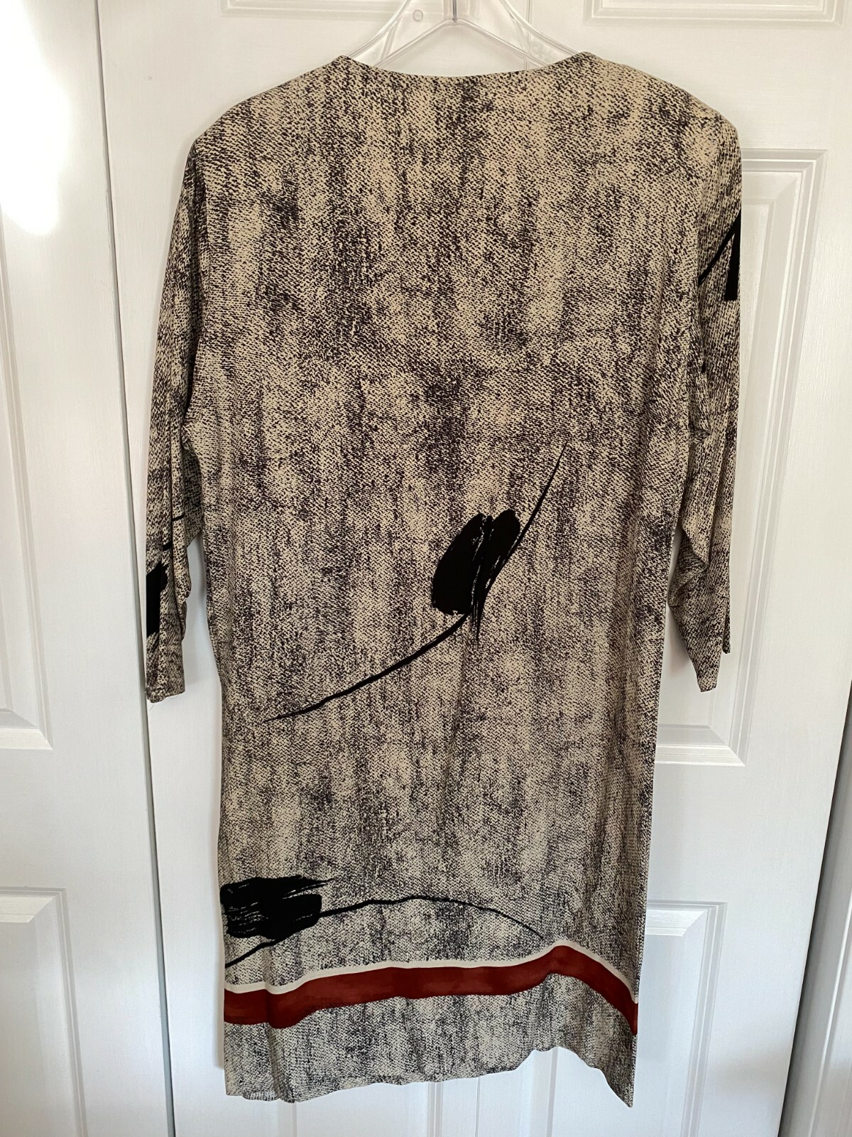 St. Barts vtg 1980s graphic gray black red long-sleeved dress Jr Sz 7-8 washable