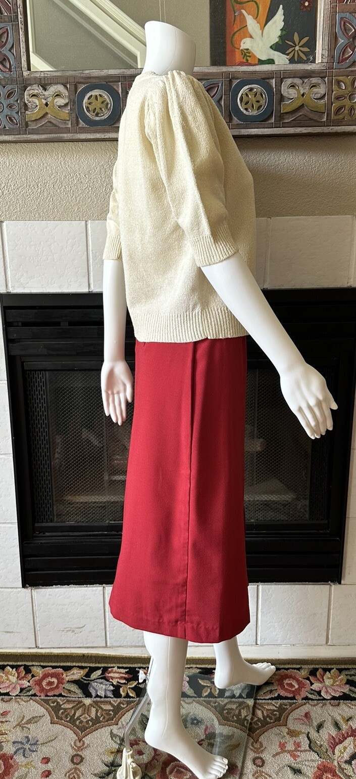 Vintage You Babes Red Skirt W/ Front Slit Juniors Size 9 Waist 26” Hips 36”