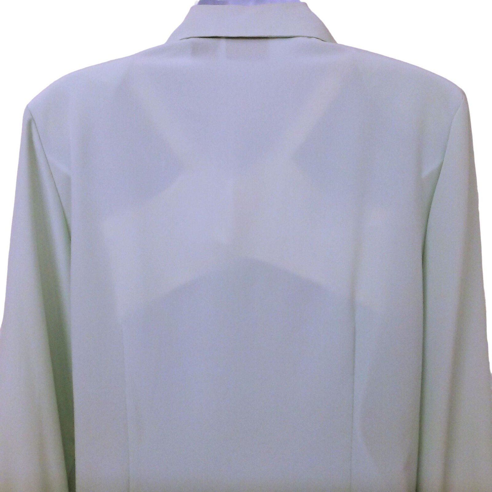 Vintage 90s Laura Scott Petite Blouse -10P Satin Stripe Power Shoulder Mint