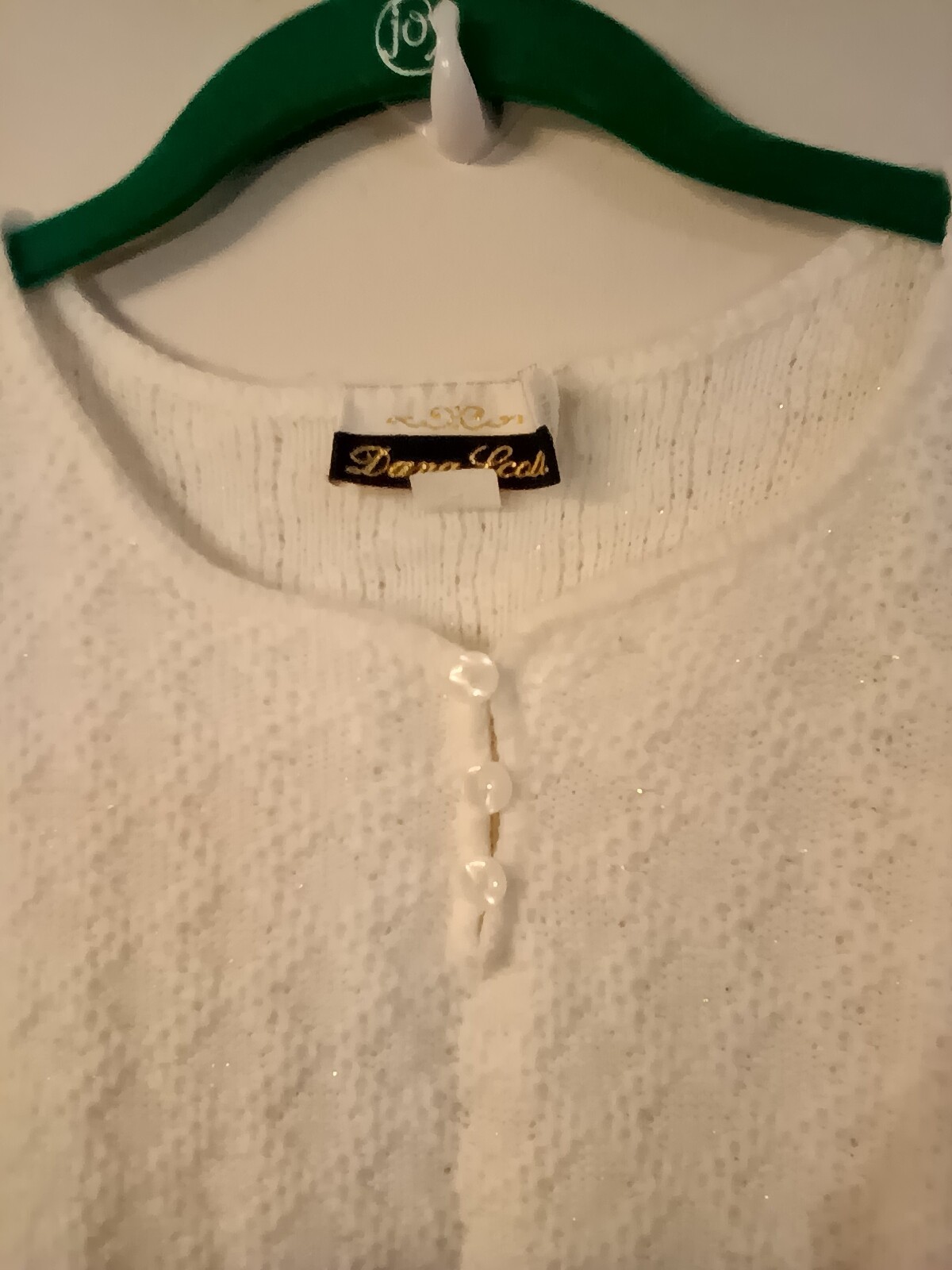 Vtg Dana Scott white pullover sweater M sparkly long sleeve acrylic metallic