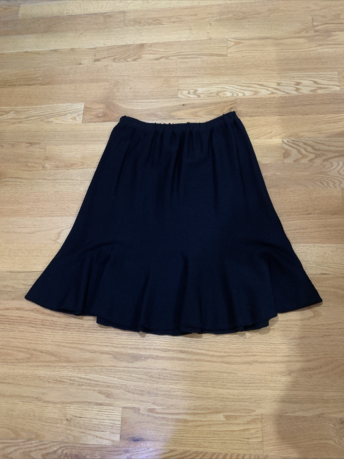 VINTAGE J.S.S. SANTANA KNIT FLAIR BOTTOM ELASTIC WAIST WOOL BLENT SKIRT SZ. 1 X