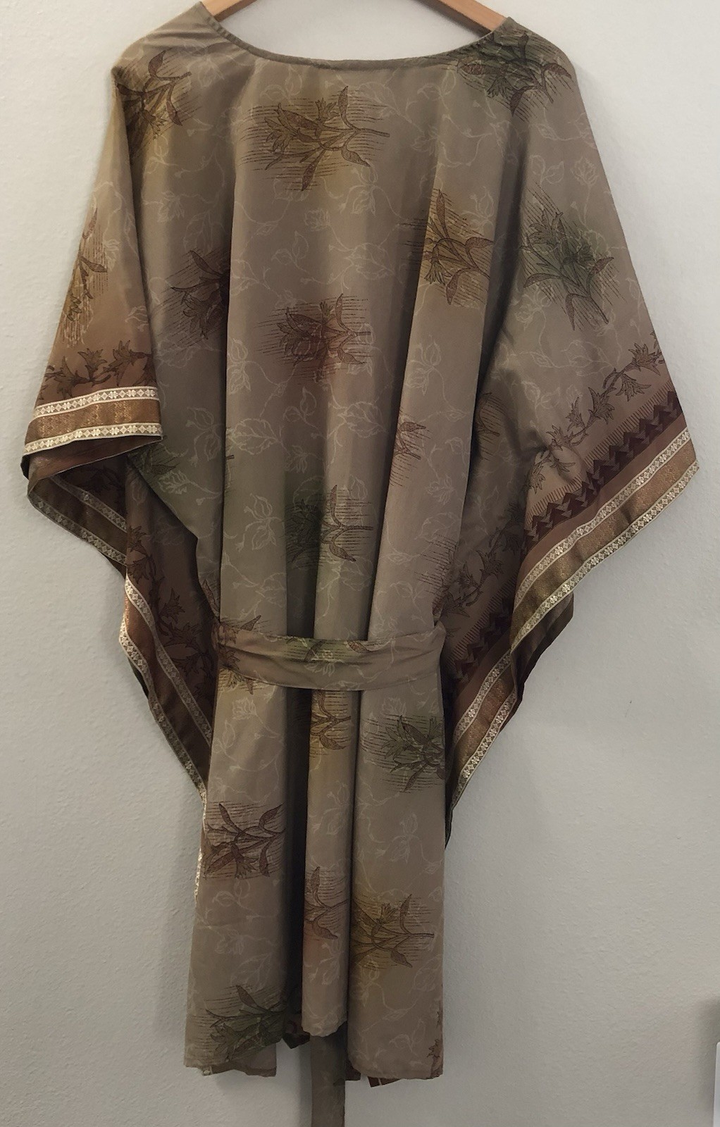 Vtg Florence Silk Kaftan Dress With BeIt Imported From Latina Italy 4-16