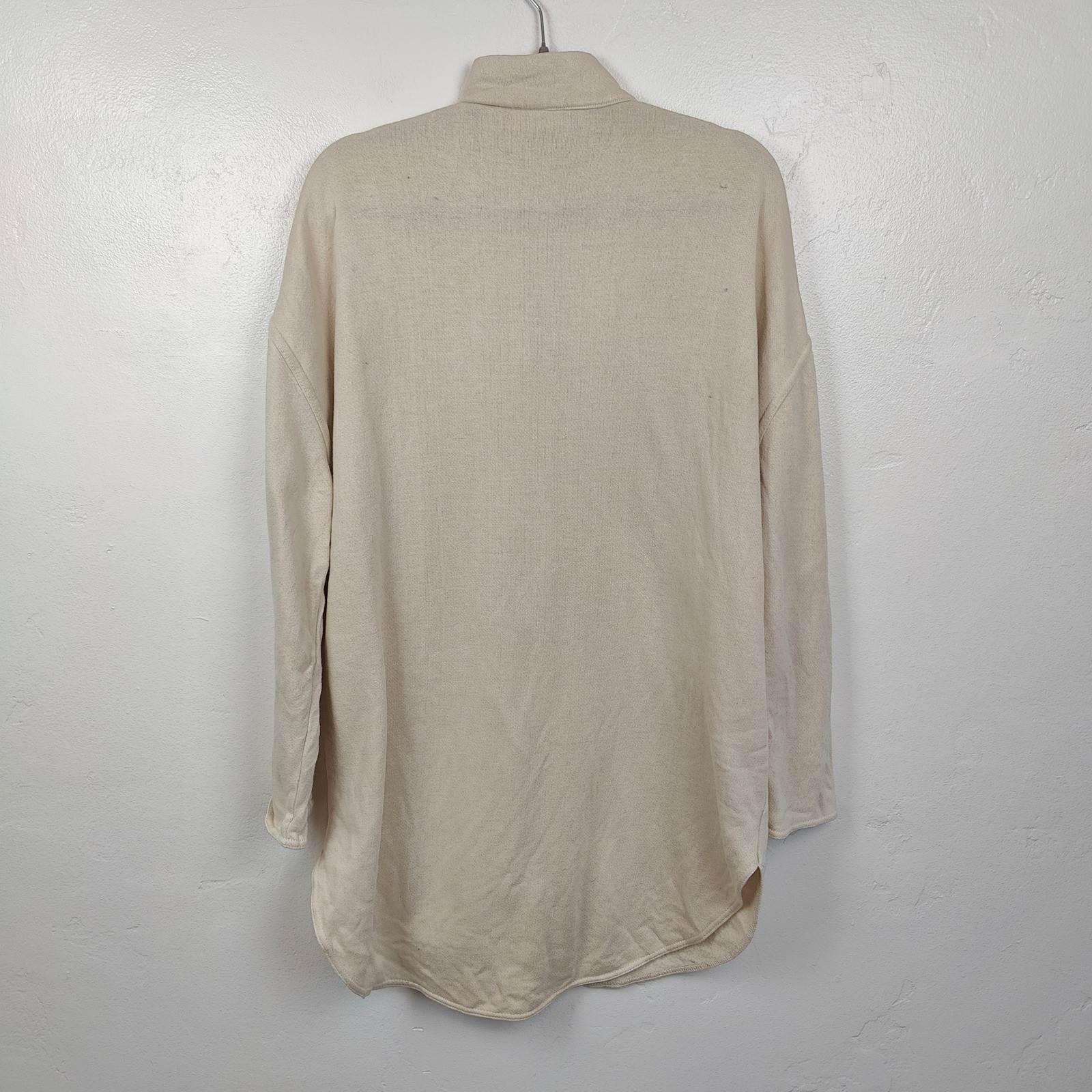 Vintage Norma Kamali Tunic Top Womens Small Cream Oversized Fleece 80s 90s