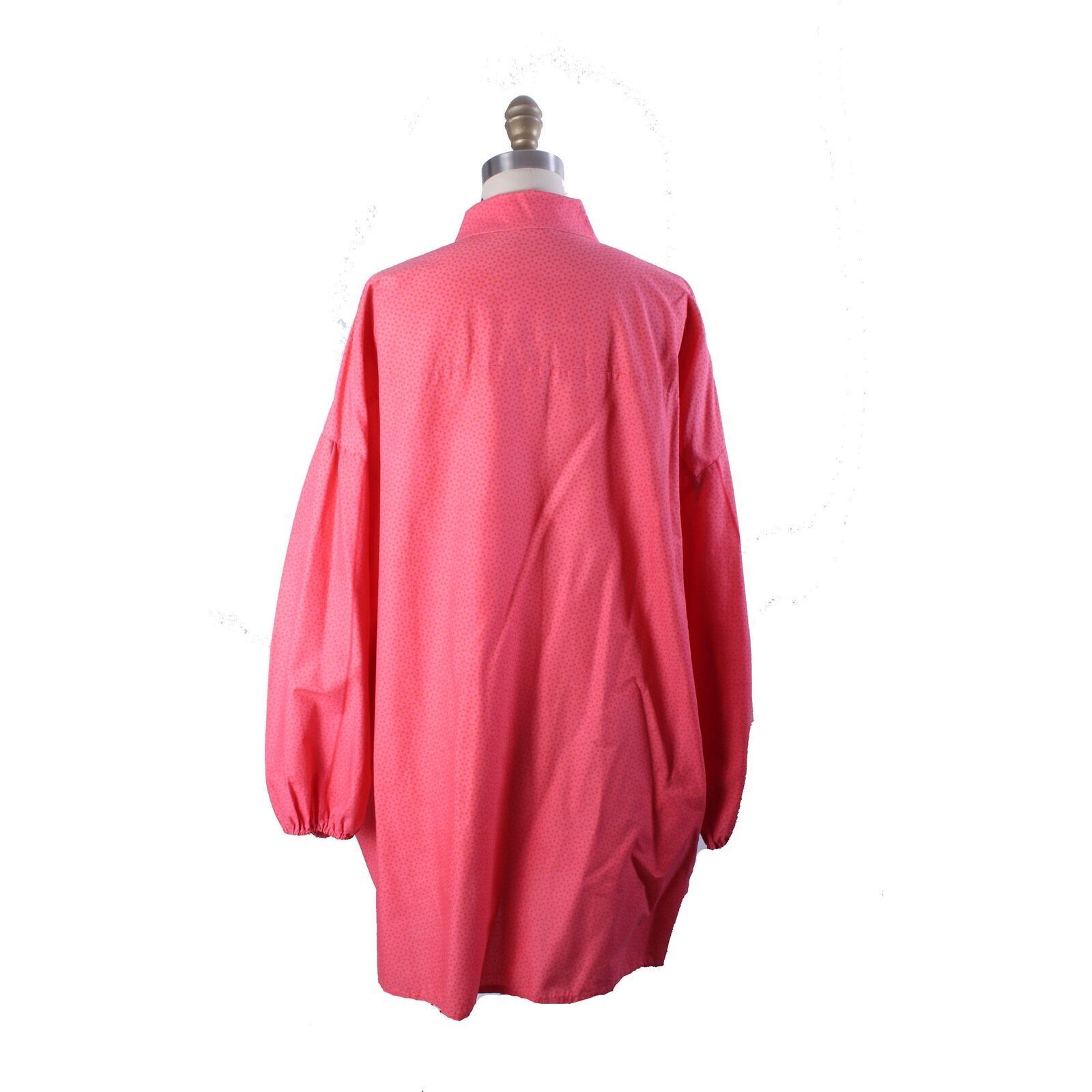 VTG 70s Marimekko Cotton Tunic Blouson Pink Orange Dot Print Silver Buttons S
