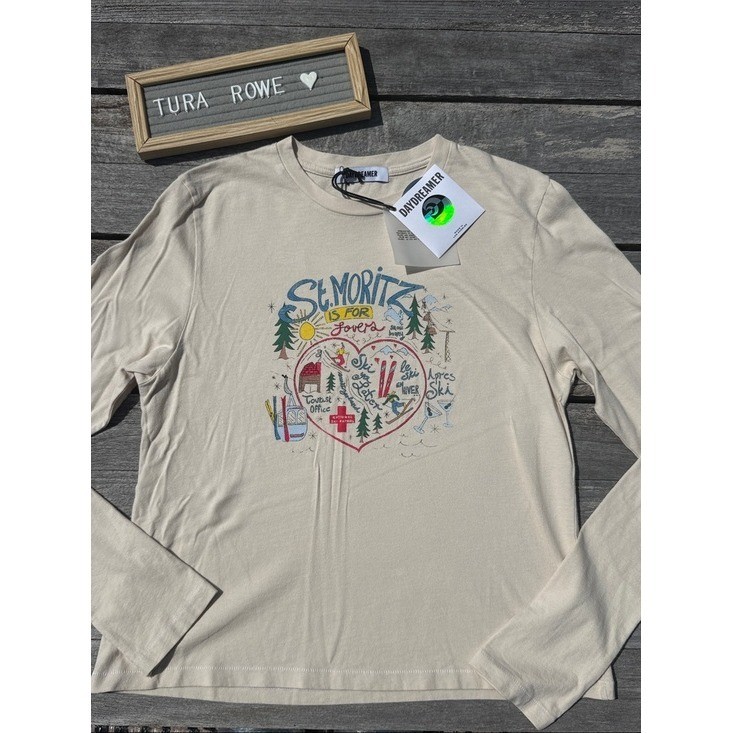 St. Moritz Is For Lovers Vintage Long Sleeve Tee in Dirty WhiteDAYDREAMER