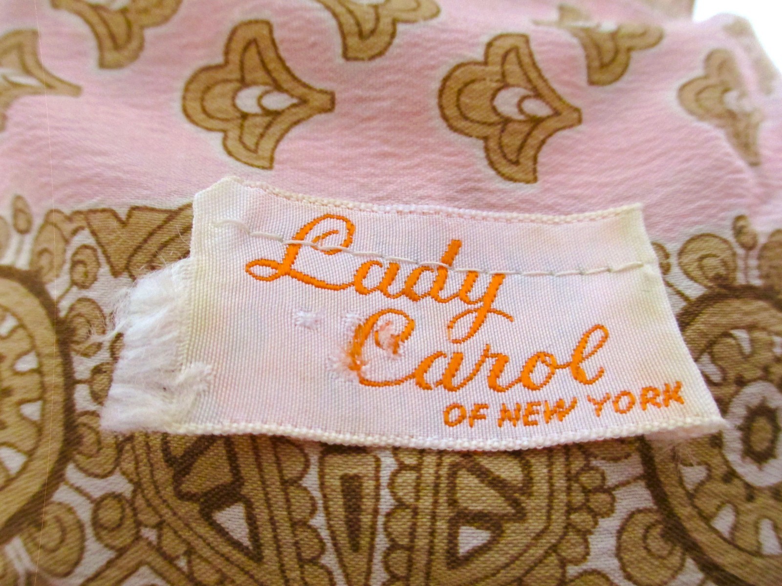 Vintage Lady Carol of NY Sheath Dress, Peach & Tan, Very Nice, Size M