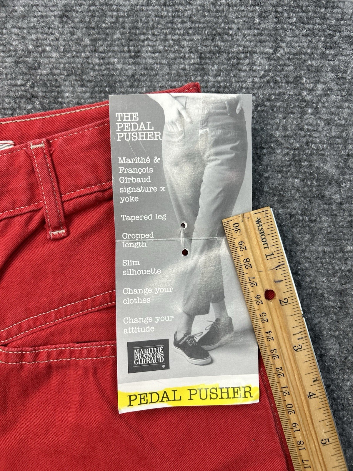Pedal Pusher’s Vintage Red Size 9-10 100 % Cotton Made In USA