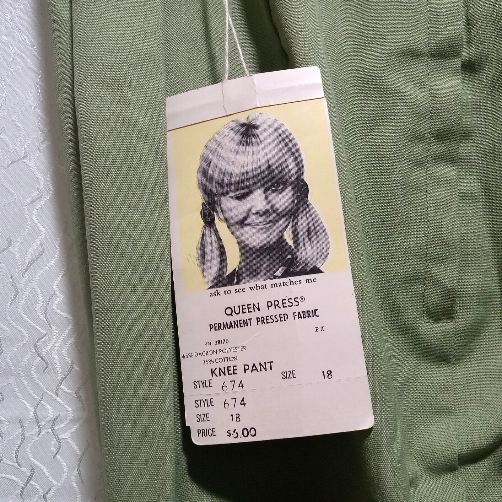 70s Queen Casuals Bermuda Shorts NWT Sage Green Clam Digger Knee Pants Capri 18