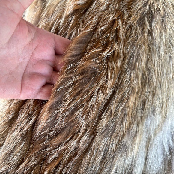 VTG Golden Fox Fur Vest Fluffy Soft Satin Lined Made in Hong Kong Medium NICE